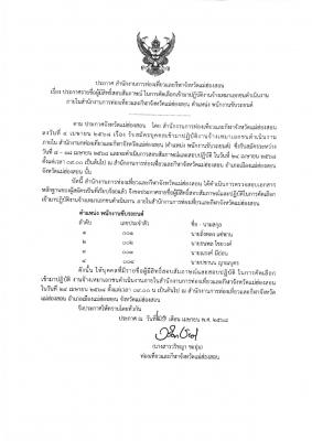 ประกาศสำนักงานการท่องเที่ยวและกีฬาจังหวัดแม่ฮ่องสอน เรื่อง ประกาศรายชื่อผู้มีสิทธิ์สอบสัมภาษณ์ ในการคัดเลือกเข้ามาปฏิบัติงานจ้างเหมาเอกชนดำเนิน ภายในสำนักงานการท่องเที่ยวและกีฬาจังหวัดแม่ฮ่องสอน ตำแหน่ง พนักงานขับรถยนต์